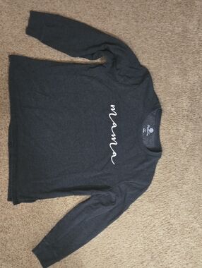 Women's Crewneck Sweater "Mama" Script - Dark Gray